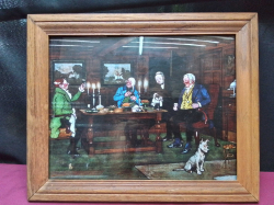 An Old Oil Framed Print by Cecil Aldin From Charles Dicilens Mr.Picil Wicil. 34x42 Cm.