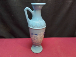 A Vintage 1961 Jim Beam Wedgwood Blue Vase Decanter Greek Roman Chariot Socrates. Stamped to base. W.10 H.29 Cm.