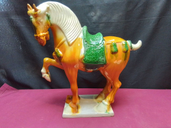 A Large Ancient Chinese Ceramic Horse Sculptures. W.32 H.34 Cm.