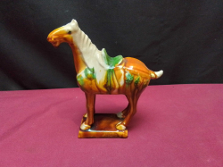 A Small Ancient Chinese Ceramic Horse Sculptures. W.13 H.15 Cm.