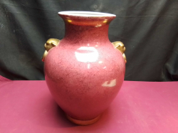 A Lovely Ceramic Pink Vase (Stemped to Base).Cm.W.23 H.30 Cm.