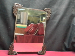 Antique Rectangular Pane Wall Mirror, with Dark wooden outer corners. 1940s. 31x40 Cm. 