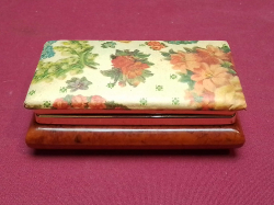 Vintage Wooden Italian Trinket/ Jewelry Box with Floral Tapestry Lid, By Stile Italy. W.9 D.5 H.3 Cm.
