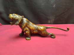 Decorative Heavy Bronze cased on steel Tiger, Stalking Pose. L.26 H.12 Cm.