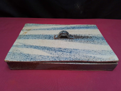 Vintage Japanese Marbled Desk Top Cigarette Box. W.17 L.27 H.4 Cm.