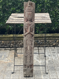 An Old Teak Wood Wall Hanging. W.13 H.96 Cm.