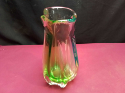 Vintage Art Glass Vase by Josef Hospodka, Czechoslovakia, 1960s, Manufactured in Chribska. W.12 H.22 Cm.