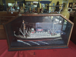 A vintage ship model in display box. W.79 D.16 H.46 Cm.