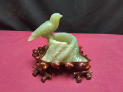 An antique green Jade fountain pen washer. W.12 L.14 H.14 Cm.