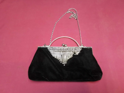 Elegant Black Velvet Ladies Shoulder Bag.    