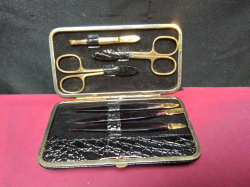 'Golden' Nail Set in Leather Pouch (unused)   