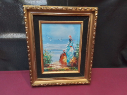 A lovely oil painting in high quality key holder frame. W.26 D.6  H.31 Cm.