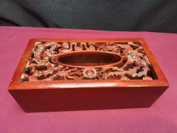 An Hand crafted Wooden Tissue Box. W.12 L.24 H.8 Cm.