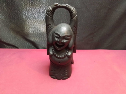 A Nice Wood Carving with an opium Scales in rear.W.10 H.22 Cm.