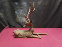 A Large Heavy Brass Deer. L.35 H.31 Cm.