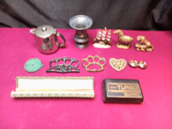 A Selection of Brass Animals ornaments  Knuckledusters Plate etc.,  