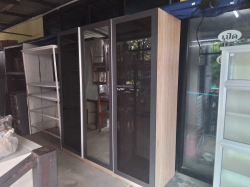 A Large Modern Wooden Wardrobe with 3 Doors and Mirror middle. W.182 D.57 H.200 Cm. 
