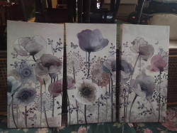 3 Purple Flower Pictures. 36x60 Cm. each