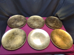 6 Gold Leaf Plates. W.30 Cm.