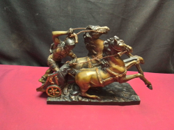 A Bronze Centurion on 2 Horses Sculpture. W.10 L.28 H.20 Cm. 