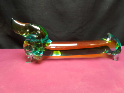 A Lovely Green Murano Style Duchoon Dog. L.37 H.14 Cm.