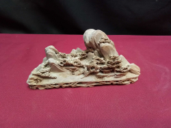 Beautiful Antique Vintage Chinese Carved Soapstone Mountain Village Figurine. L.16 H.7 Cm.