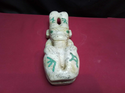 China Hongshan culture Old Jade carved sacrifice Sun God Helios Statue. W.10 H.25 Cm.