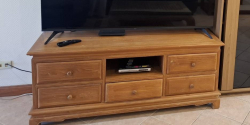 A Solid teak wood sideboard/TV cabinet with 5 drawers