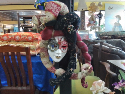 A Vintage Venetian Face Mask. W.40 H.62 Cm. 