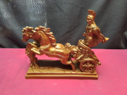 A lovely Roman Warrior Chariot  statue resin with bronze coating in exalent condition 21