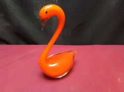 A special made orange color Murano swan. W.7 L.12 H.17 Cm.