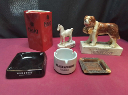 6 Pieces of Bar Ornaments Inc A Hennessey Whisky Dog L.19 D.7 H.17 Cm.