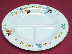 A very large sectioned disney plate showing Bambi and thumper.22x26 Cm.