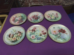6 Lovely Lena Lui flower decorated  Plates. W.22 Cm.