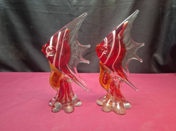 A Pair of Murano Angel fish. Approx size. 11x22 cm