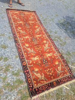 A Handmade carpets Persian from iran, cotton On Wool  Sherazi Tree Of Life 96x243 Cm. 