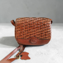 A handmade leather brown shoulder bag Buskins New York 