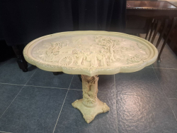 1960s Oriental Carved Resin Side Table Chinese Village Scene.W.43 L.65 H.54 Cm.