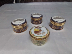 4 Lidded Trinket Boxes by Museum Collection. W.5.5 H.3.5 Cm.