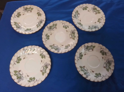 5 Green Leaf Cake Plates. W.16 Cm.