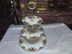 A 3 Tier old Old Country Rose  Cake Plate. W.27 H.35 Cm.