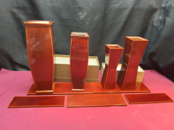 4 Hida ShunkeiLacquerware Flower Vase’s, with Copper inserts on Stands, Boxed. 