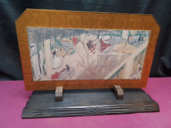 VintageArtwork on boarding, Footed on Stand. W.13 L.36 H.26 Cm.