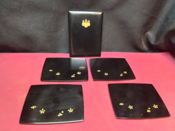 5 Beautiful Gold inlay Japanese Plaques. W.13 L.18 Cm.