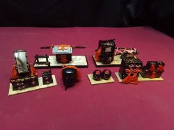Set of Miniature Vintage Lacquered Hina Doll House Accessories. 