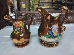 2 Good Welsh Lustire Jugs.
Large W.17 H.19 Cm.