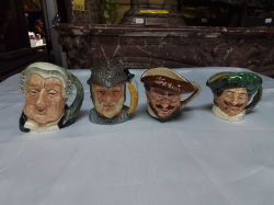 4 Good Small Royal Doulton Charecter Jugs including Rare Gladiato.