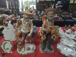 2 Very Large Italian Pottery Figures. W.19 H.55 Cm. ( sold as seen)