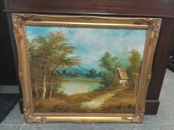 A Nice Landscape Oil on Canvas in Gilt Frame. 70x60 Cm.