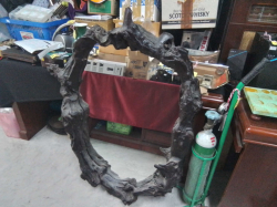 A Heavy Handcrafted Wooden Mirror. 90x118 Cm.